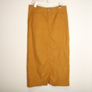 Anthropologie Maeve Colette Maxi Skirt Womens Large Mustard Yellow Long Pockets